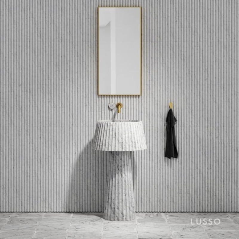 Luxury Marble Fluted Basin – Elegant Sculptural Design for Modern Bathrooms